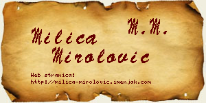 Milica Mirolović vizit kartica